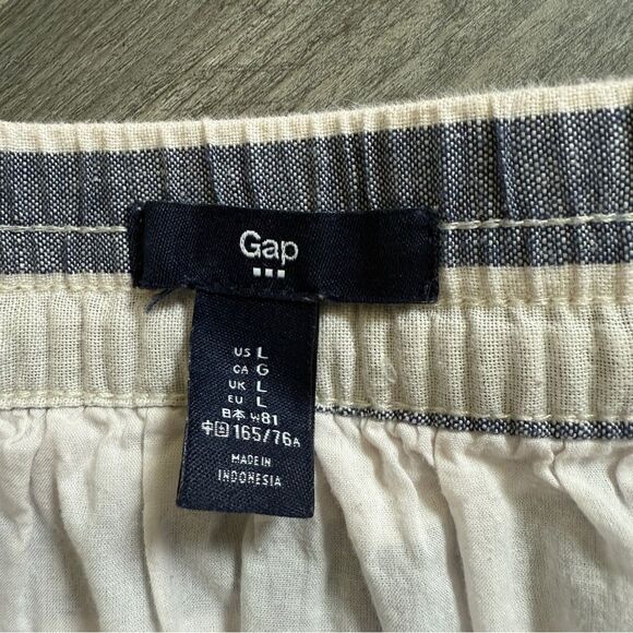 GAP Skirt Blue White Stripe Pockets Linen Cotton Lined Large - Picture 4 of 9